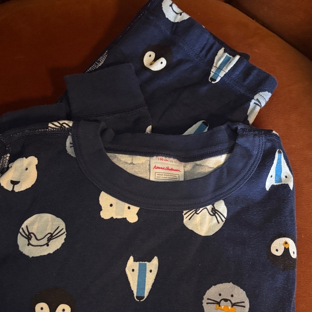 Hanna Andersson Navy Animal Print Kids Organic Cotton Pajamas